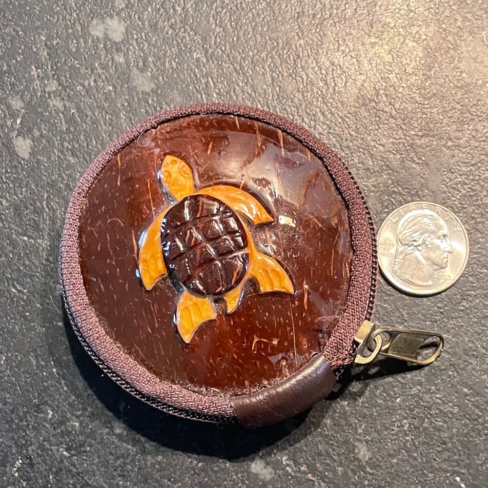 Handmade Caribbean Coconut Shell Coin Purse